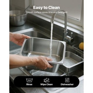 VEVOR Δοχεία Ξενοδοχείου με Καπάκια 1/2 Διαστάσεων, Βαθύ Ανοξείδωτο...