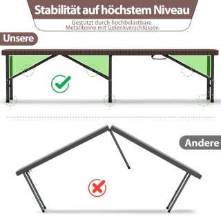 Costway Πτυσσόμενο Παγκάκι Ρατάν με Χειρολαβή για Κάμπινγκ NP11989CF