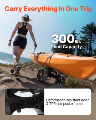 VEVOR Αναδιπλούμενο Καροτσάκι Καγιάκ με Αντοχή 136 kg & Στερεά Ελασ...