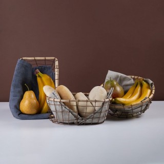 Villa dEste Home Μεγάλο Οβάλ Καλάθι 36x24 cm από Σίδηρο και Ξύλο La...