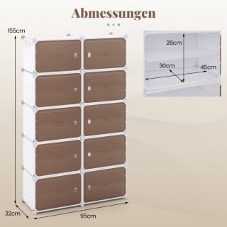 Costway 10-επίπεδη παπουτσοθήκη με αφαιρούμενα ράφια, στοιβαζόμενα ... Costway 10-επίπεδη παπουτσοθήκη με αφαιρούμενα ράφια, στοιβαζόμενα ...