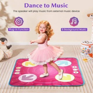 Costway Ροζ Παιδικό Χορευτικό Χαλάκι με LED Φώτα και Μουσική Μνήμης...