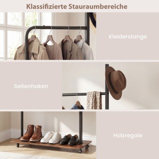 Costway Ανοιχτή κρεμάστρα ρούχων με ρόδες και 2 γάντζους, 60 x 30 x... Costway Ανοιχτή κρεμάστρα ρούχων με ρόδες και 2 γάντζους, 60 x 30 x...