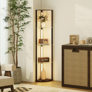 HOMCOM Λάμπα Δαπέδου με 5 Ράφια και LED Φωτισμό, 3 Επίπεδα Φωτεινότ...