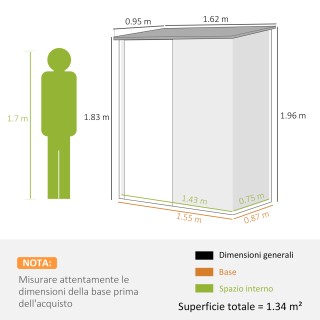 Outsunny Μεταλλική Αποθήκη Κήπου για Εργαλεία με Κλειδαριά, 161.5x9...
