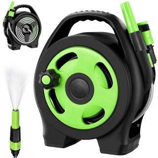 BAKAJI Καρούλι Κήπου με Σωλήνα PVC 12 Μέτρων και Ποτιστικό με 2 Συν...