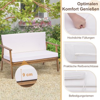 Costway  Σετ Επίπλων Κήπου 4 Τεμαχίων Από Ακακία - Με Μαξιλάρια Καθ...