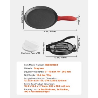 VEVOR Πρέσα Τορτίγιας 10 ιντσών από Βαρύ Χυτοσίδηρο για Ροτί και Τσ...