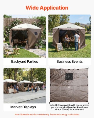 VEVOR Τοίχωμα Σκηνής Καφέ 1,73 x 1,48 μ, Αδιάβροχο & Αντηλιακό, 6 Τ...