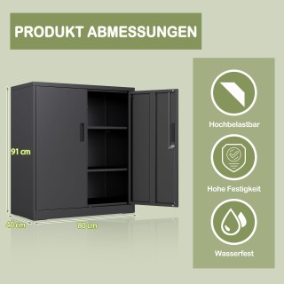 Costway Μεταλλική Ντουλάπα Γραφείου με Διπλή Πόρτα & 2 Ρυθμιζόμενα ...