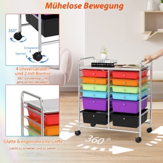 Costway Κινητό Καρότσι Αποθήκευσης με 12 Συρτάρια και Χρωμιωμένο Μ... Costway Κινητό Καρότσι Αποθήκευσης με 12 Συρτάρια και Χρωμιωμένο Μ...