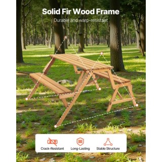 VEVOR Μετατρεπόμενος Ξύλινος Πάγκος/Τραπέζι Πικνίκ 2-σε-1 2HYKBXYCZ...