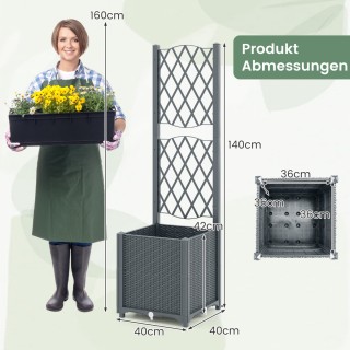 Costway Γκρι Ζαρντινιέρα με Πέργκολα 40 x 40 x 140 εκ. GT4393GR