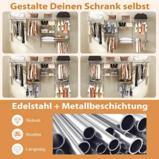 Costway Επεκτάσιμο Λευκό DIY Ανοιχτό Κρεμαστό Σύστημα Ρούχων 122-24...