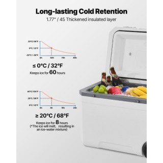 VEVOR Φορητό Ψυγείο 45 QT με Ρόδες και Θήκη Ποτηριού GLLZX45QTB00H5...