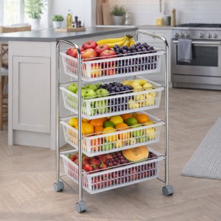 BAKAJI Καρότσι Φρούτων με 4 Πλαστικά Καλάθια και Μεταλλική Κατασκευ... BAKAJI Καρότσι Φρούτων με 4 Πλαστικά Καλάθια και Μεταλλική Κατασκευ...