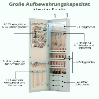 Costway Ντουλάπι κοσμημάτων με LED, κλειδωμένο επιτοίχιο/πόρτα με κ... Costway Ντουλάπι κοσμημάτων με LED, κλειδωμένο επιτοίχιο/πόρτα με κ...