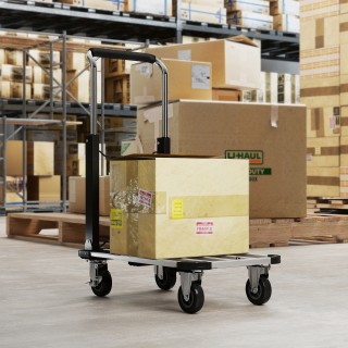 HOMCOM Πτυσσόμενο Καρότσι Μεταφοράς με Επεκτάσιμη Πλατφόρμα, Χωρητι...