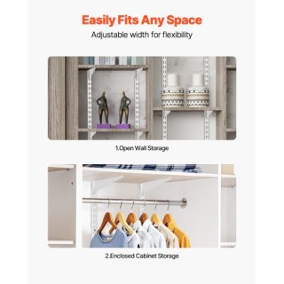 VEVOR Ρυθμιζόμενο Σύστημα Ραφιών Τοίχου από Ατσάλι 60 ιντσών (Σετ 5...