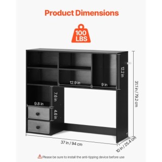 VEVOR Μαύρο Επιτραπέζιο Ράφι 94 x 25.4 x 79.2 cm 3 Επιπέδων για Γρ... VEVOR Μαύρο Επιτραπέζιο Ράφι 94 x 25.4 x 79.2 cm 3 Επιπέδων για Γρ...