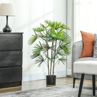 HOMCOM Τεχνητός Φοίνικας 90 cm με 24 Πράσινα Πλαστικά Φύλλα και Γλά... HOMCOM Τεχνητός Φοίνικας 90 cm με 24 Πράσινα Πλαστικά Φύλλα και Γλά...