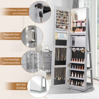 Costway Περιστρεφόμενη Κοσμηματοθήκη 360° με Τρίχρωμο LED Φωτισμό, ... Costway Περιστρεφόμενη Κοσμηματοθήκη 360° με Τρίχρωμο LED Φωτισμό, ...