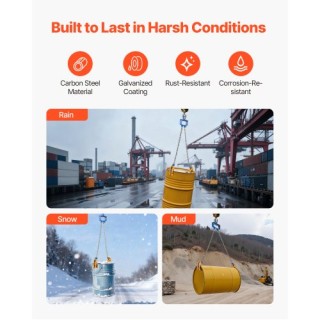 VEVOR Ανυψωτική Αλυσίδα Τύπου Drum G80 με Άγκιστρο Ασφαλείας για Βα...