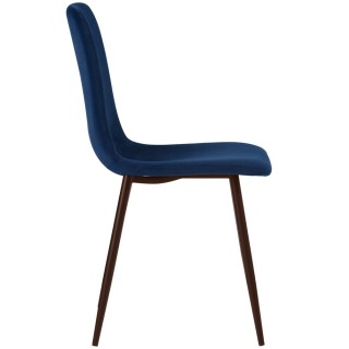 Shally Dogan  Σετ 4 Καρέκλες για Τραπεζαρία από Μπλε Βελούδο με Μαύ...