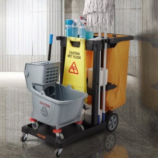 Καρότσι Καθαρισμού VEVOR, 3 Ράφια, 200 lbs, με Σάκο 25 Γαλόνια, Κίτ...