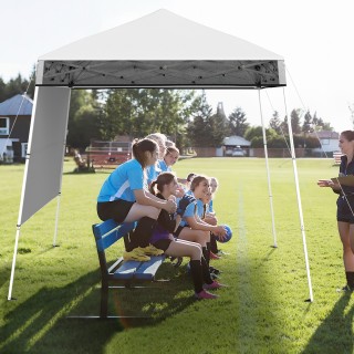 Costway Λευκή Ρυθμιζόμενη Πτυσσόμενη Τέντα 2x2m με Πλευρικό Τοίχο &...