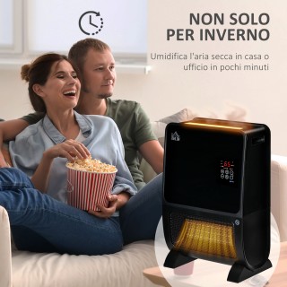 HOMCOM 2 σε 1 Ηλεκτρικός Θερμοσίφωνας με Υγραντήρα, Φως LED 3 Χρωμά...