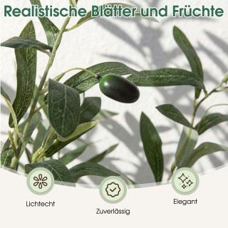 Costway Σετ 2 Τεχνητών Ελαιόδεντρων με Ρεαλιστικούς Καρπούς & Βρύα ...