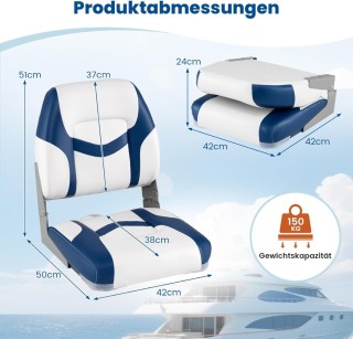 Costway Σετ 2 Καθίσματα Σκάφους με Μαξιλάρι 7 εκ. & Χαμηλή Πλάτη NP...