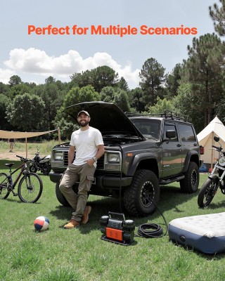 VEVOR Επαγγελματικός Φορητός Αεροσυμπιεστής Αυτοκινήτου με Διπλό Κύ...