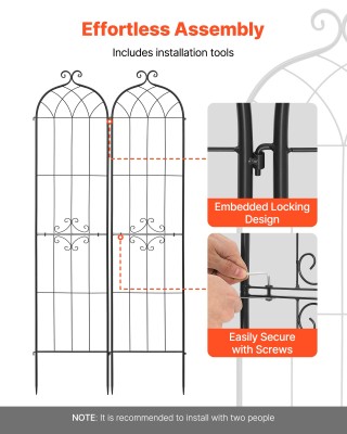 VEVOR Πέργκολα Κήπου για Τριανταφυλλιές 220 x 52,5 cm, Σετ 2 Μεταλλ...