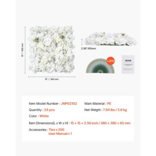 VEVOR Πάνελ Λουλουδιών 3D 24 Τεμ 15x15 ίντσες Τεχνητό Φόντο Γάμου P... VEVOR Πάνελ Λουλουδιών 3D 24 Τεμ 15x15 ίντσες Τεχνητό Φόντο Γάμου P...