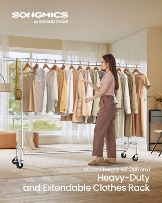 SONGMICS Ράγα Ρούχων με Ρόδες, Επεκτεινόμενη, 110kg, , 200x45x163 c...