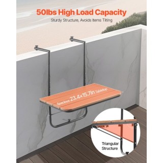 VEVOR Μπαλκόνι Τραπέζι Κρεμαστό Ρυθμιζόμενο 25 x 24 in FXGZSM25INCH...