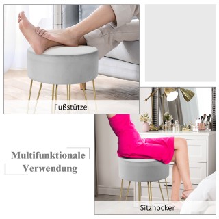 Costway Στρογγυλό Σκαμπό Βελούδινο με Μεταλλικά Πόδια σε Γκρι Χρώμα... Costway Στρογγυλό Σκαμπό Βελούδινο με Μεταλλικά Πόδια σε Γκρι Χρώμα...