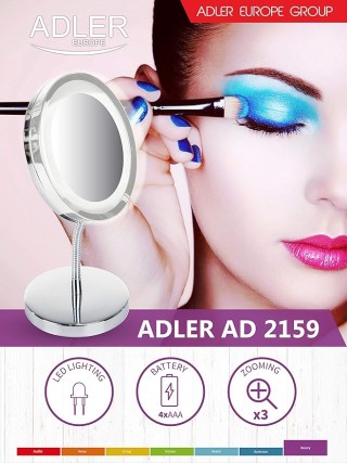 Φορητός Φωτιζόμενος Καθρέφτης   15cm Χρώματος Ασημί  ADLER AD-2159