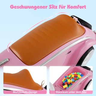 Costway Ροζ Κλασικό Αυτοκίνητο Περπατήματος με Τιμόνι, Κόρνα, LED Φ...