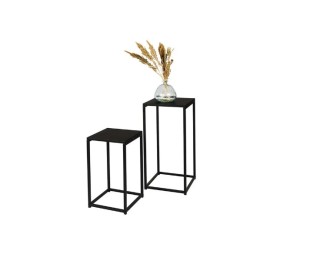Σετ 2 Μεταλλικά Βοηθητικά Τραπεζάκια σε Μαύρο Χρώμα 34x34x74cm και ...