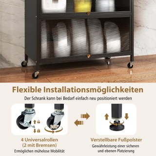 Costway 6-επίπεδος Κουζινόθηκη με Ανοιχτό Ράφι, Διαφανείς Πόρτες & ... Costway 6-επίπεδος Κουζινόθηκη με Ανοιχτό Ράφι, Διαφανείς Πόρτες & ...