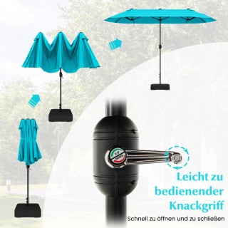 Costway Διπλή Ομπρέλα με Βάση & UPF 50+ & Μανιβέλα Κήπου Αγοράς Τυρ...