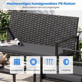 Costway Σετ επίπλων κήπου 4 τεμαχίων από ρατάν με καρέκλες, διθέσιο...