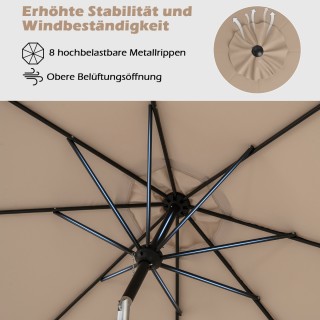 Costway Καφέ Ρυθμιζόμενη Ομπρέλα Εξωτερικού Χώρου 303 εκ. NP12259CF