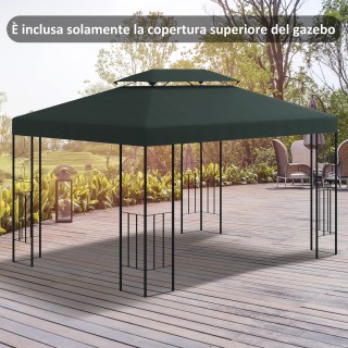 Outsunny 4x3m 2-Tier Polyester Gazebo κάλυμμα με ιμάντες και 10 οπέ...