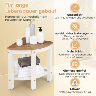 Costway Λευκό Αδιάβροχο Σκαμπό Μπάνιου με Ράφι Αποθήκευσης BA7860CF