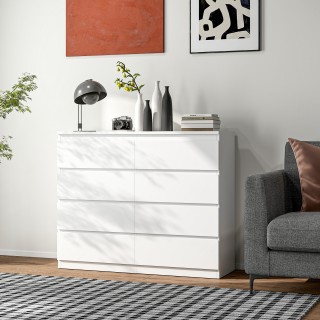 HOMCOM Συρταριέρα 8 Συρταριών 120x39x100 εκ, Λευκή 831-690V85WT