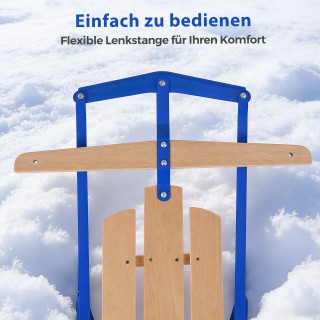 Costway Κατευθυνόμενο Μεταλλικό Έλκηθρο από Ατσάλι και Ξύλο με Μπλε...